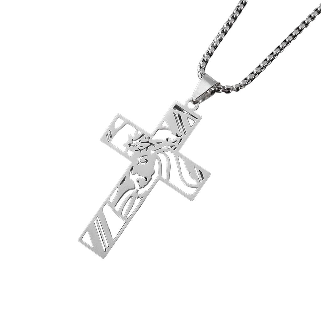 Religious Crucifix Pendant Necklace Adjustable Length Neckchain for Men and Women Stylish Faith Symbol Jewelry Accessory