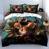 Set Biancheria da Letto Carino con Topo 3 Pezzi Adorabile Topo di Campo con Stampa Buco nel Legno Set Copripiumino Fantasia Animalier Bizzarra per Camera da Letto dei Bambini