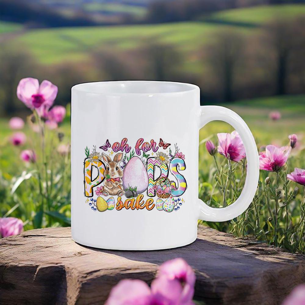 

Happy Easter 11oz Mug Coffee Mug With Turkey Rabbit Pink Purple Breakfast Cup Baseball Drawing Water Mugs Festive Gift Drinkware 330ml
