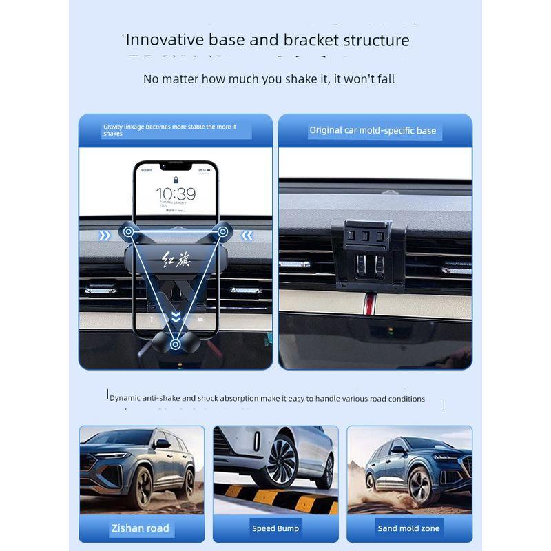 Suitable for 17-25 Models of Hongqi H5/H5S, Special Car-Mounted Bracket Modified with Wireless Charging and Car Navigation Stand