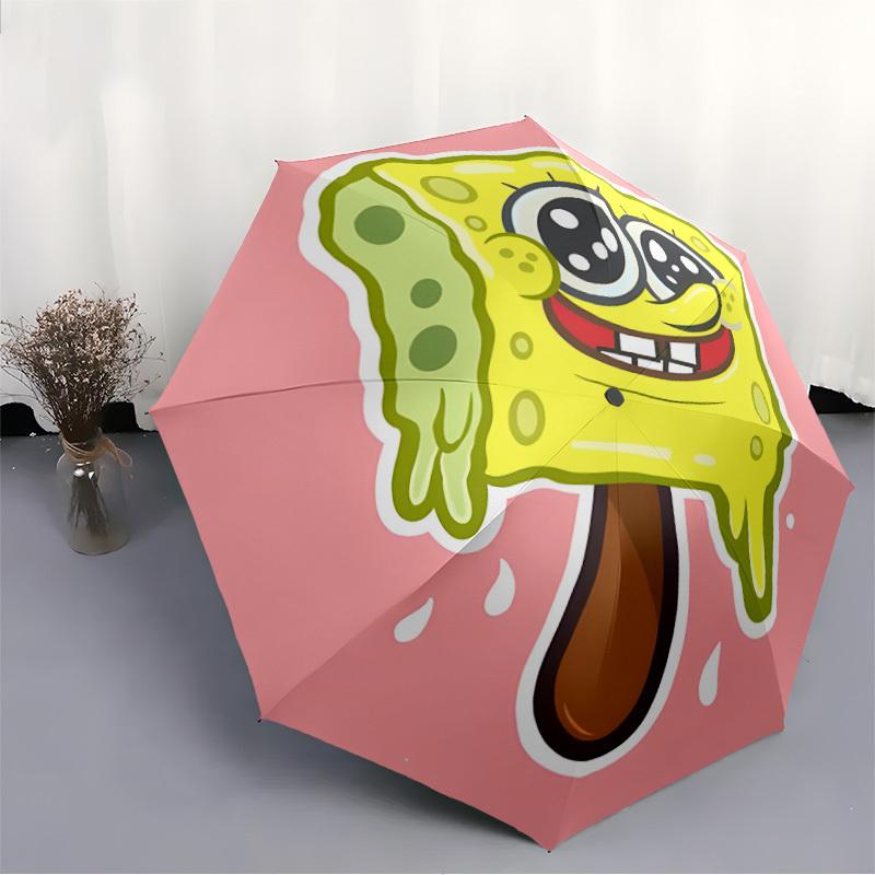 1pc SpongeBob SquarePants Automatic Open/close Folding Portable Umbrella with 8-Rib Structure for Women/Men, All-Season Use A0901110