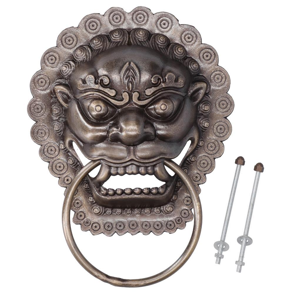 Vintage Copper Door Knocker Lion Head Design Ornate Door Pull Ring Animal Head Door Ring Wooden Door