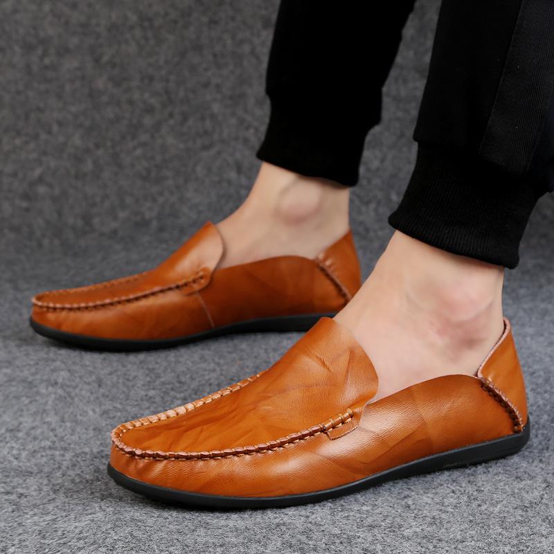 Klassische Herren Lederschuhe Flache Slipper Atmungsaktive Loafer Britischer Stil Business Formell Mokassins Stadtwanderung Freizeitschuhe für Herren