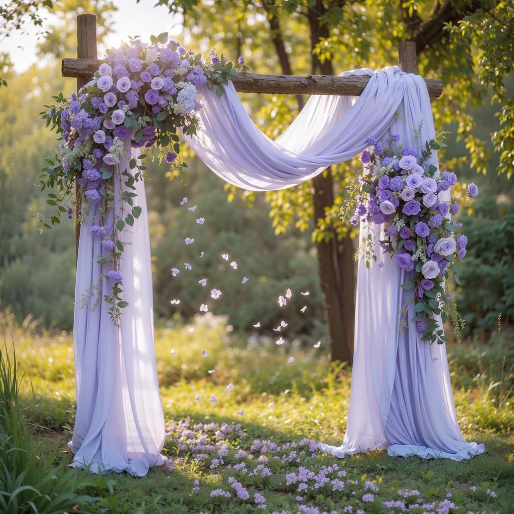 Wedding Arch Draping Fabric, Sheer Chiffon Arch Drape for Bridal Shower Backdrop Outdoor Party Arches Church Ceremony Decoration