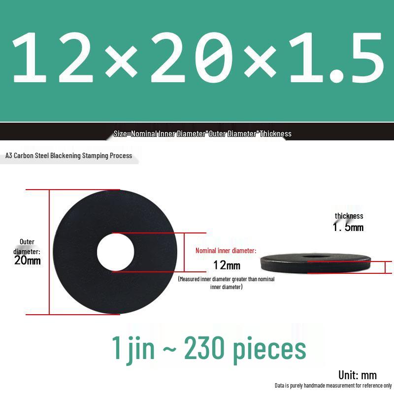 Thickened Black Flat Washer: Enhanced Round Metal Spacer for Home Use