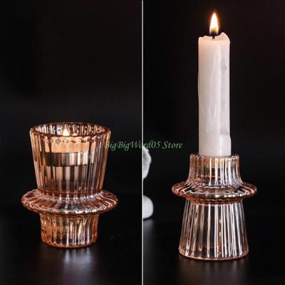 24TE 3pcs Glass Candlestick Holder Holder for Festival Holiday Wedding Party