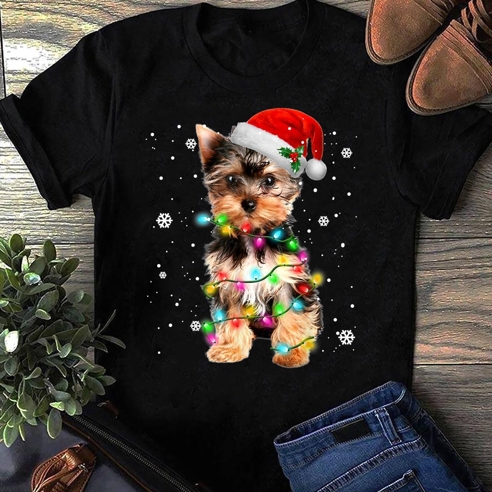 Yorkie Dogs Tree Christmas Sweater Xmas Pet Animal Dog Lover T-Shirt - Gift for Dog Lovers - Funny Dog - Yorkie Lovers - Mother s Day L