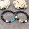 Luminous Volcanic Stone Beaded Cross Bracelet - Fashionable & Unique Jewelry Gift