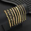 9pcs Simple Punk Chunky Chain Bracelet Set for Women Fashion Metal Snake Twisted Designs Multi Layered Bracelets Daily Jewelry