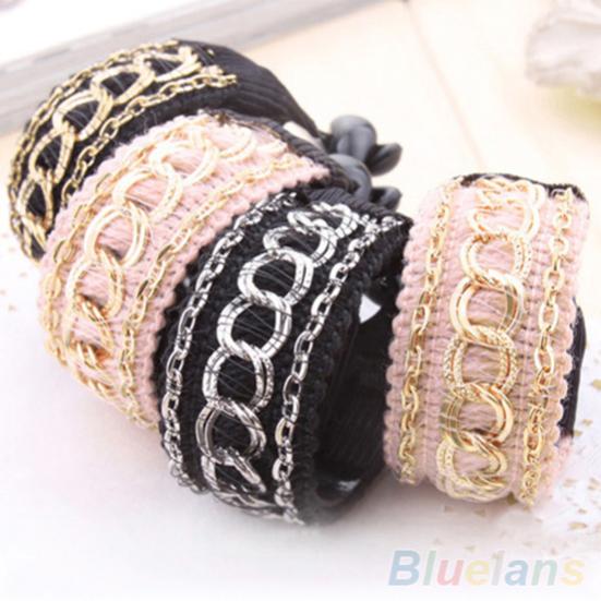 Women Girl Fashion Chain Fabrics Hair Clip Hair Barrette Ponytail Holder Buckle