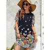 Spring/summer Floral Print Crew Neck Women's Short-sleeved Dress