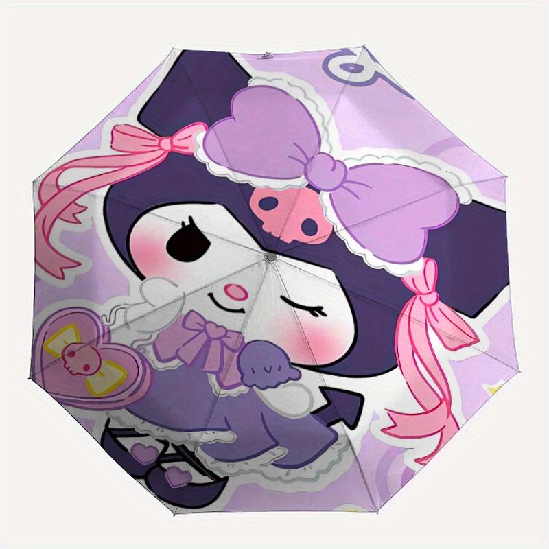 Cartoon Kuromi Automatic Opening and Closing Umbrella - Small Umbrella Suitable for Various Occasions, Portable 3-Fold Small Umbrella for Men and Wome