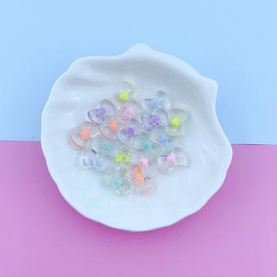 Loose Beads Beading Materials 10Pcs Handmade Jewelry Transparent Crafted DIY Heart Bow Beads for Jewelry Making Acrylic