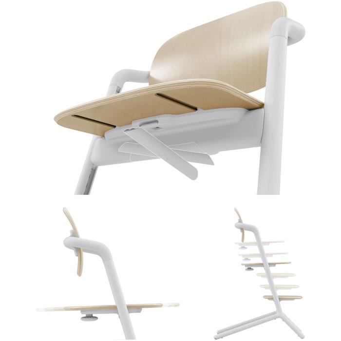 CYBEX - Chaise haute évolutive - Pack 3 en 1 - LEMO 2 - Blanc/ Bois - Réglable en hauteur et en profondeur - Set bébé inclus