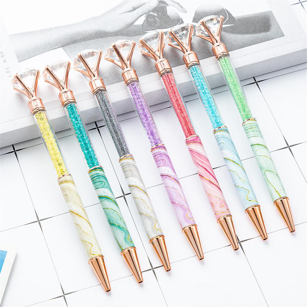 Diamond Ballpoint Pen Metal Ballpoint Pen Black Ink 1.0mm Bullet Tip Write Smoothly Refillable for Student Teacher