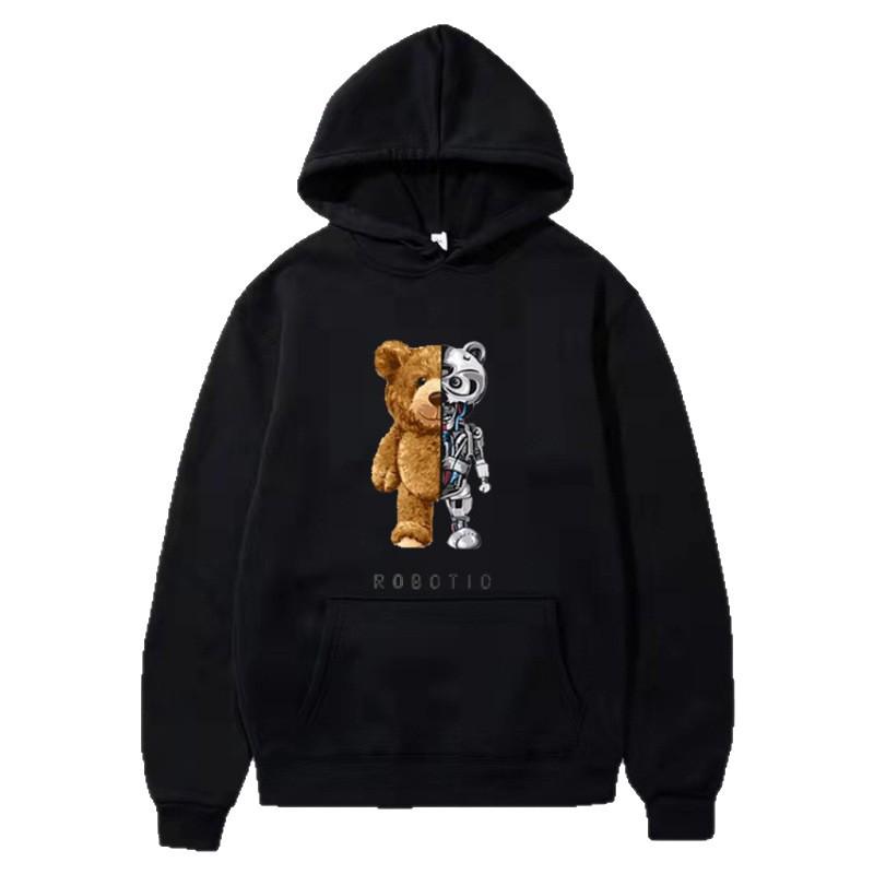 Men's Violent Bear Print Hoodie - Trendy European Fashion Pullover