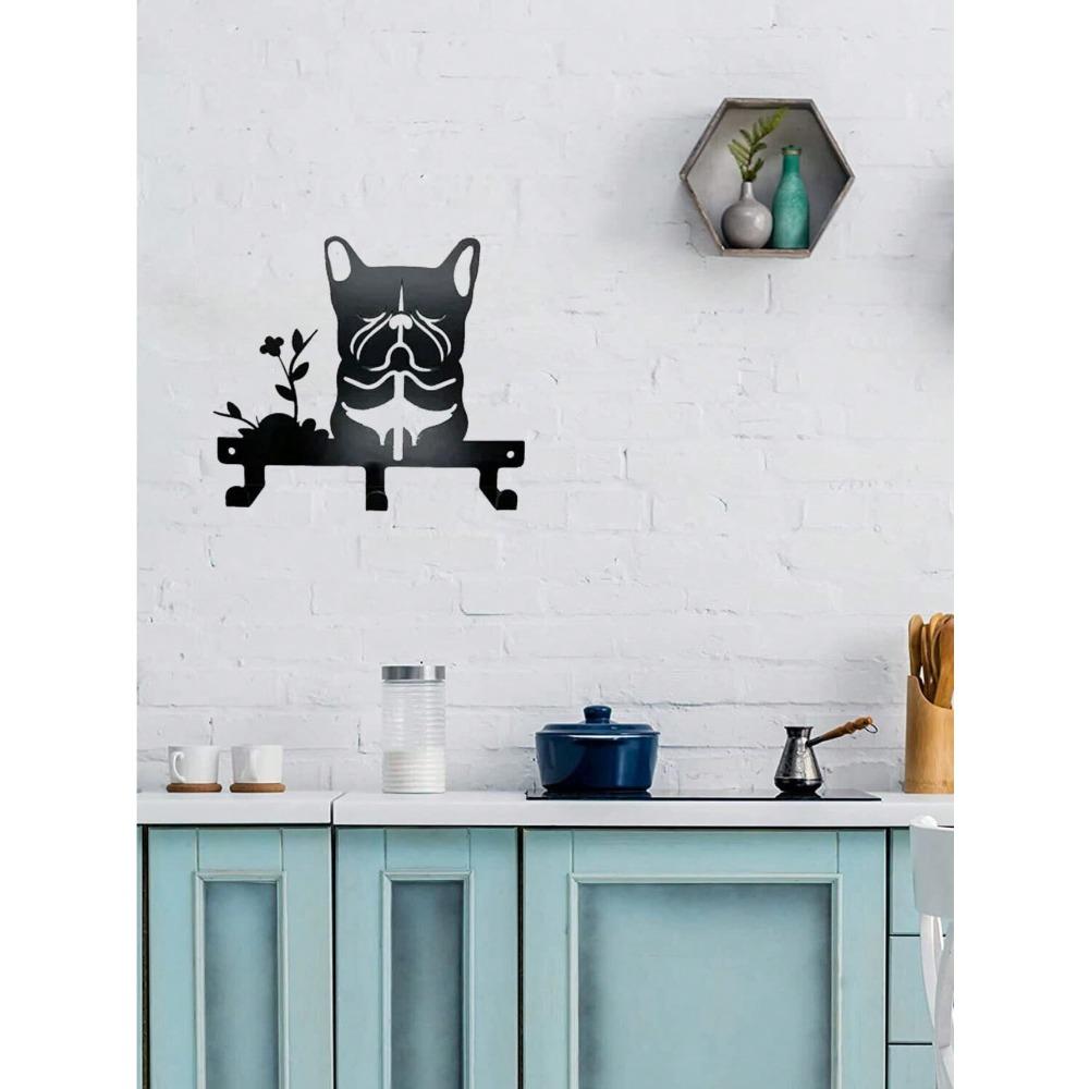 Black Metal Puppy Wall Hooks, Cute Dog Design for Living Room & Bedroom Entryway