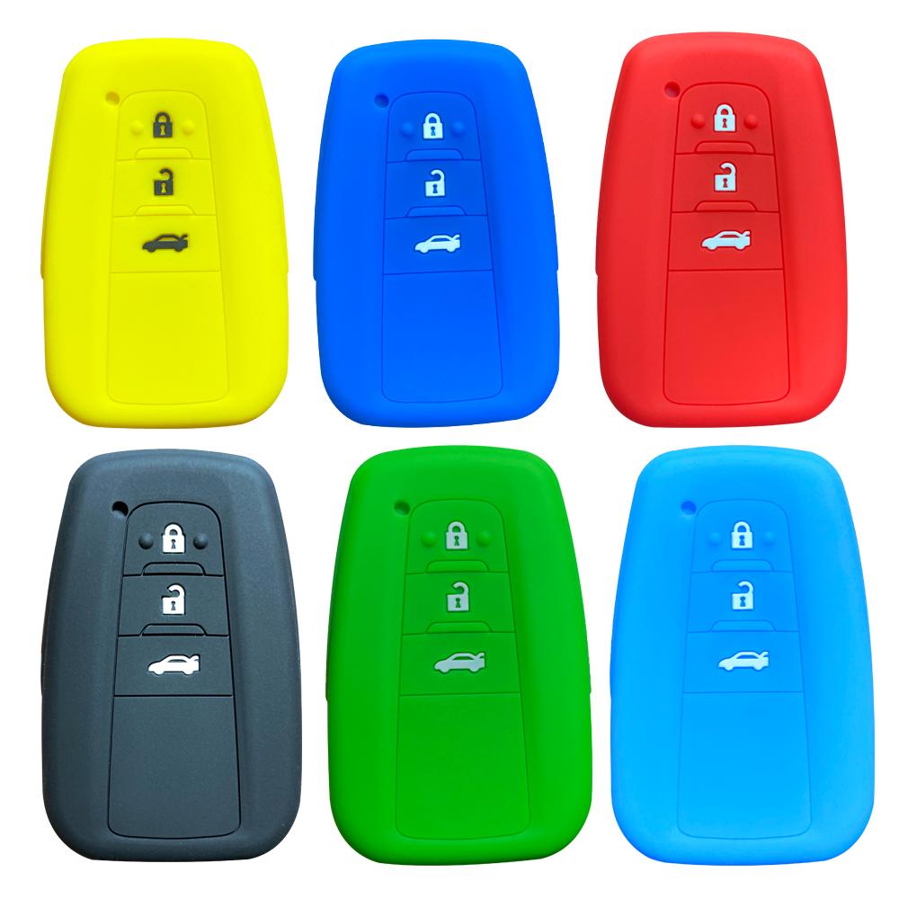 3-Tasten Silikon Autoschlüsselhülle für Toyota Corolla TS 2021 Land Cruiser Prado Camry V70 C-HR Prius RAV4 Xa50 2020 Schlüsselabdeckung Fob
