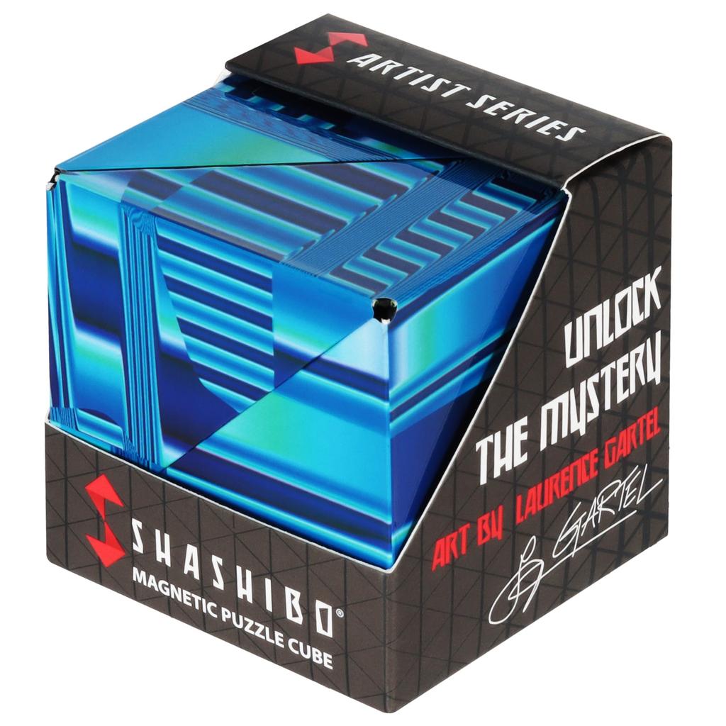 SHASHIBO Shape Shift Box patentierter Fidget Cube mit 36 Magneten Verwandelt sich in über 100 Formen - Preisgekrönt, Seltenerd- - (Blauer Kristall)
