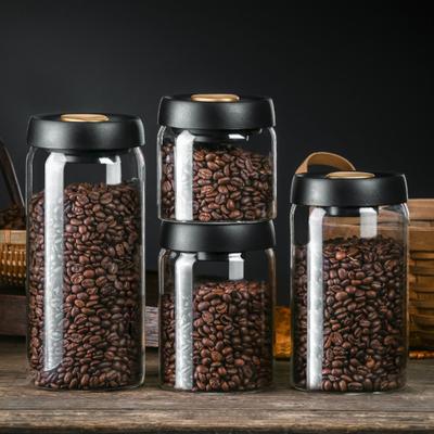 500/900/1200/1800ml Nádoba na skladování potravin Uzavřená Průhledná Odolná proti vlhkosti Extrakce vzduchu Skleněná Vakuová nádrž na kávová zrna Vzduchotěsná nádoba Domácí potřeby