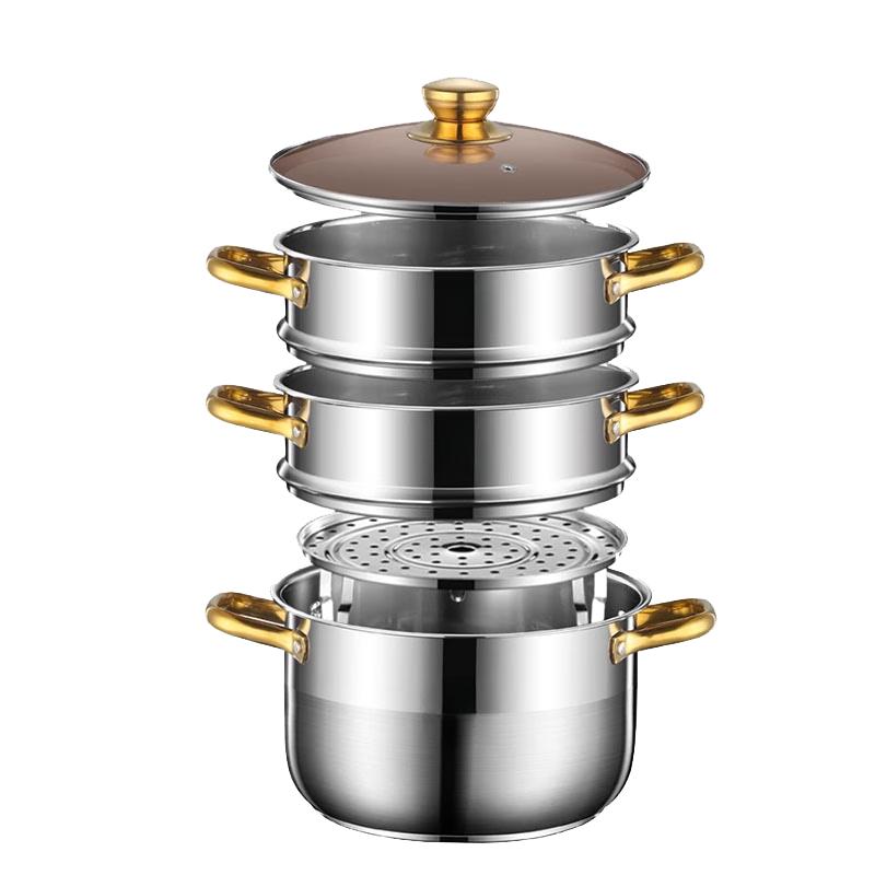 SuLe 24cm 304 Stainless Steel Steamer & Soup Pot