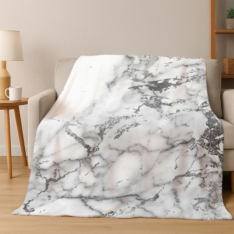Lussuosa Coperta in Flanella Colorata Marmo Oro Nero Morbida Calda Coperta Plaid per Camera da Letto Soggiorno Letto Viaggio Picnic