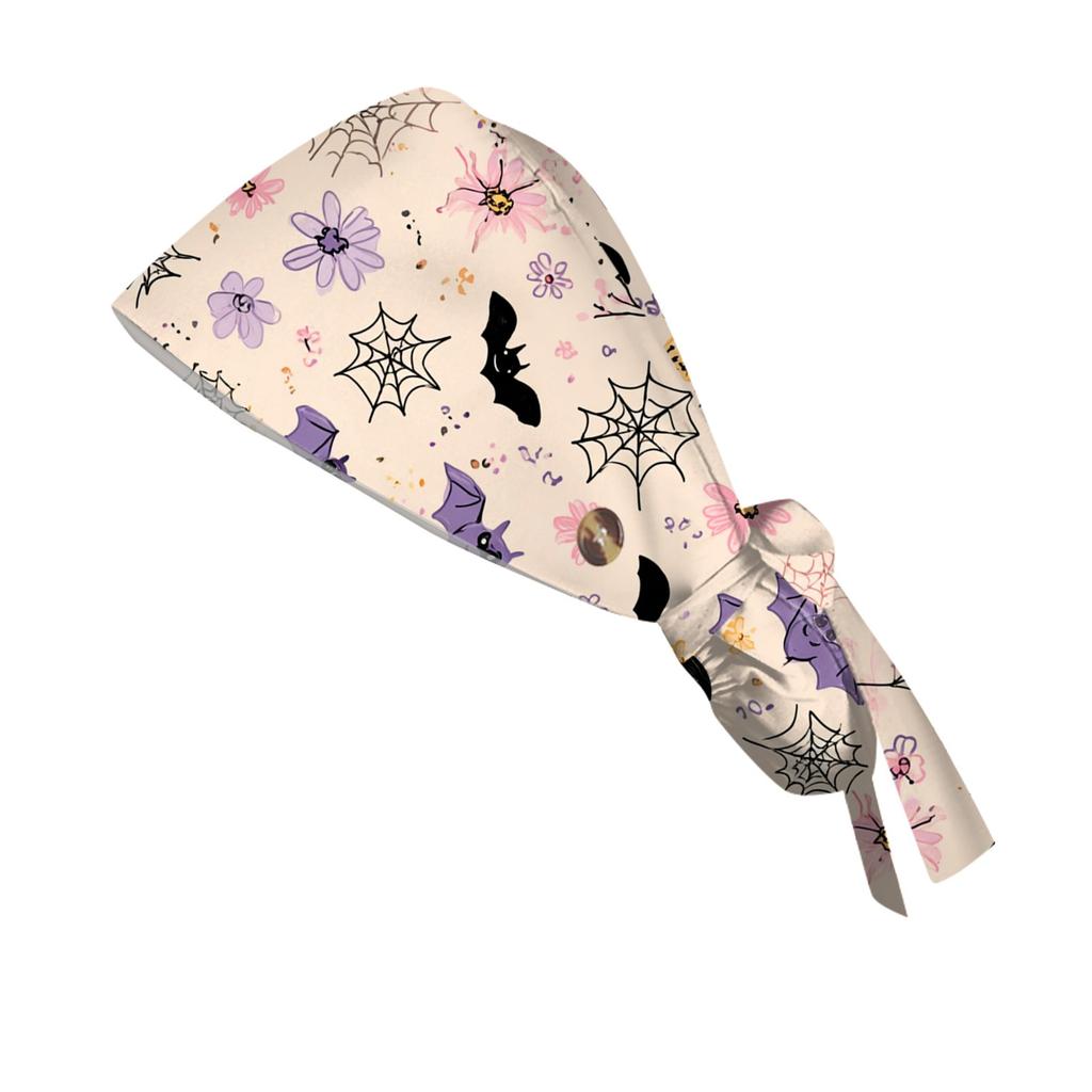 Fashionable Halloween Print Work Cap, Casual Women's Ponytail Cap, Wash Cap, Baotou Cap