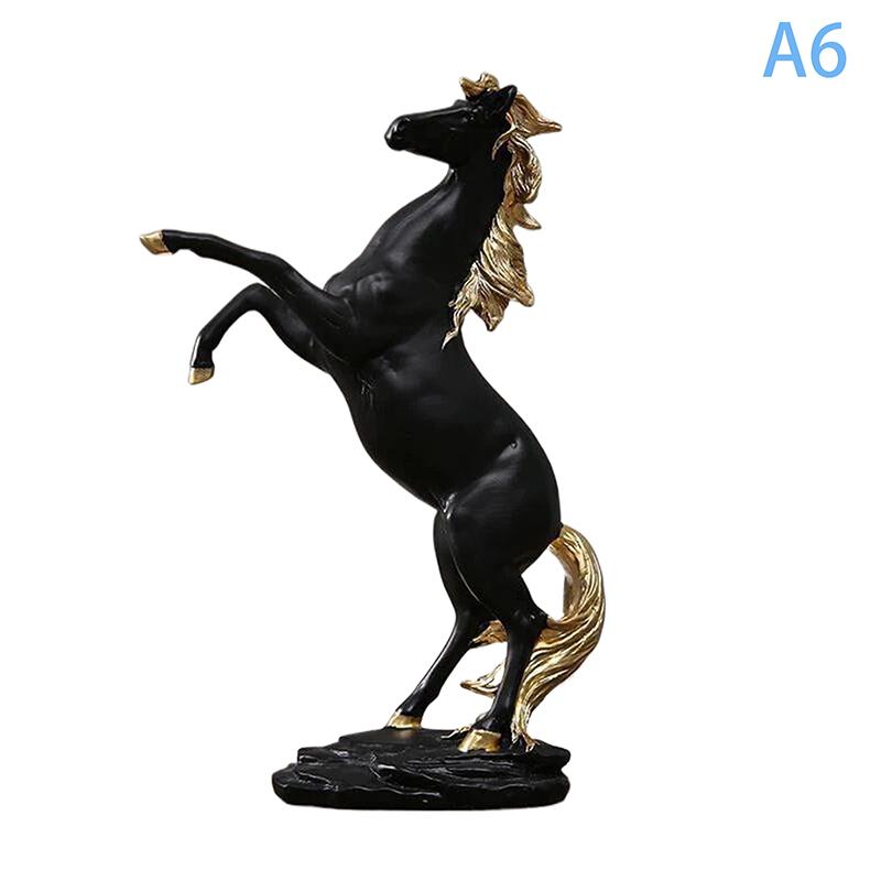 Gull Sølv Svart Hest Resin Skulptur Hestemodell Hjemmedekor Dyredekor Stue Kontor Håndverksdekor Forretningsdekor
