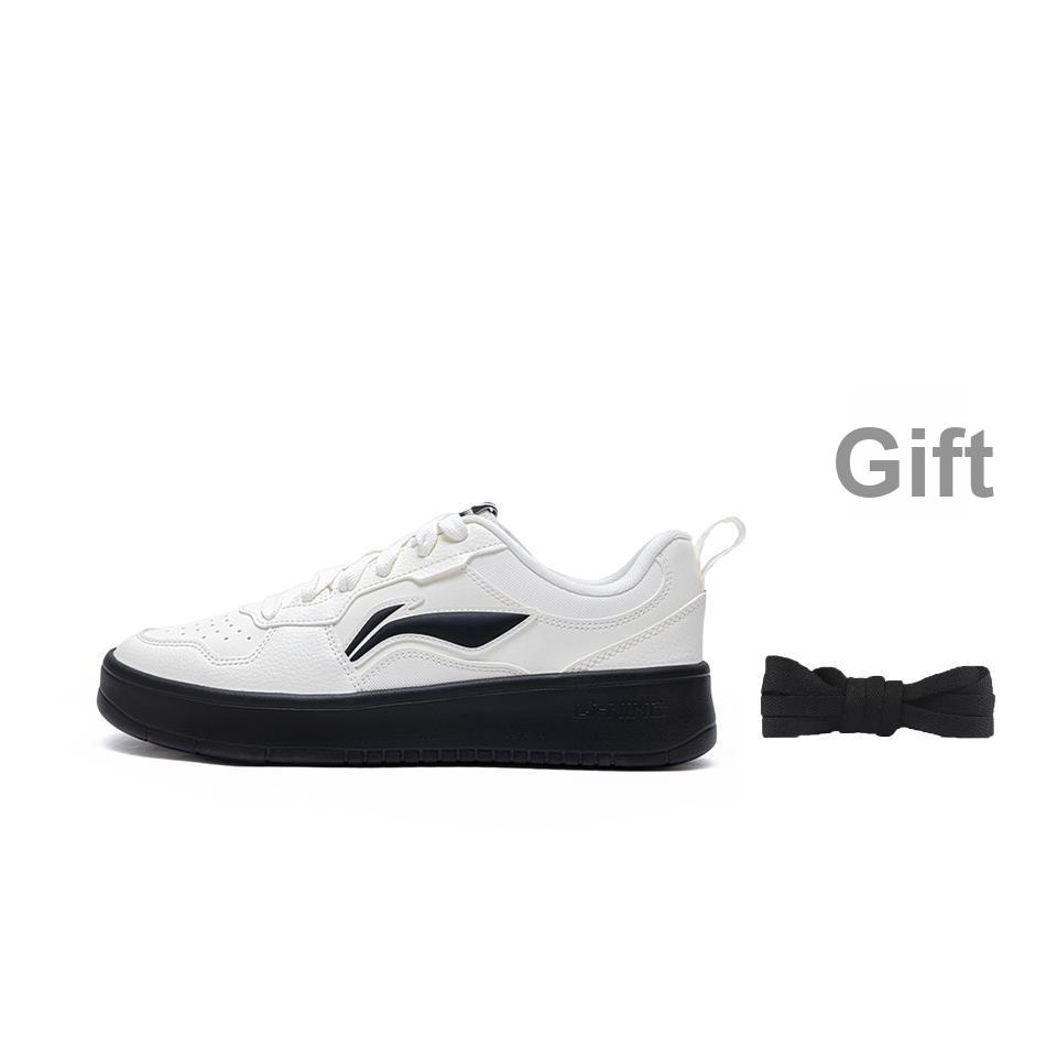 Li Ning Chuyun Retro Minimalist Casual Non-Slip Lightweight Breathable Low-Top Skate Shoes Women sneaker Off-White Black AGCV190-4
