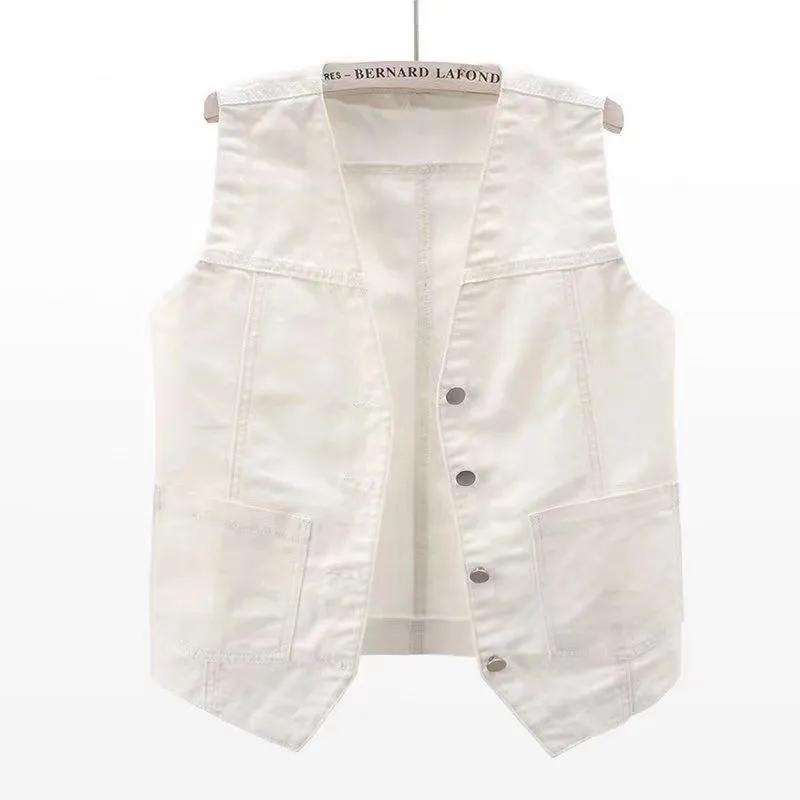 Spring Summer Versatile Denim Vest Jacket for Women Loose Korean Version BF Sleeveless Coat Female Short Casual Waistcoat Top