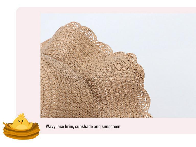 Korean-Style Kids' Floral Straw Hat & Bag Set - Sun Protection Beach Hat