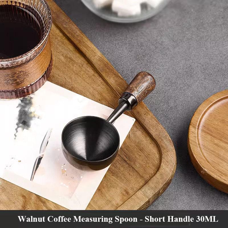 Walnut Handle Coffee Spoon Long Handle Coffee Bean Spoon Short Handle Stainless Steel Coffee Powder Measuring Spoon Kitchen Tool