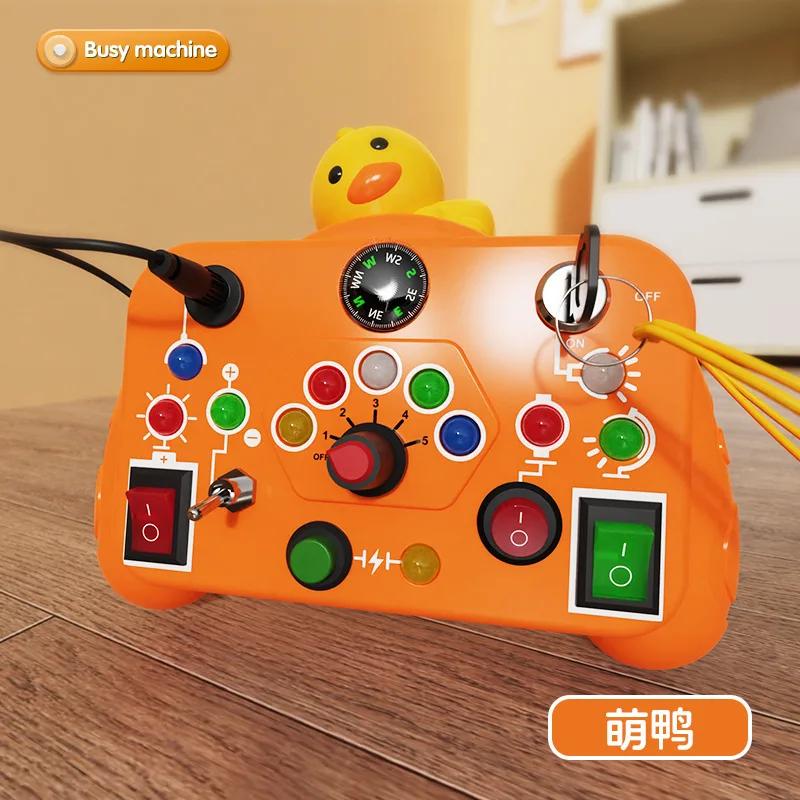 Sensory Toys Cartoon Montessori Busy Board with LED Light Switch Control Board Travel Activities Children Game for 2-4 Years Old