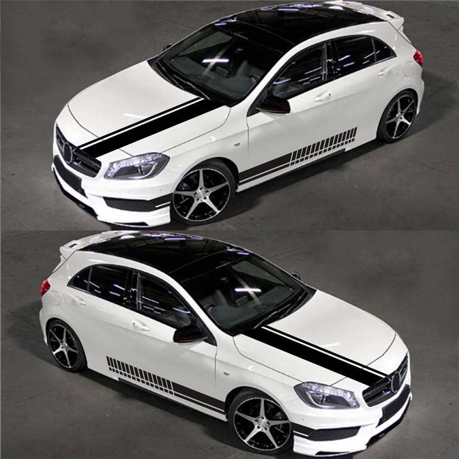 NEW Universal 5PCS Car Side Door Body Hood Rearview Mirror Decal Stripes Sticker Racing Decals