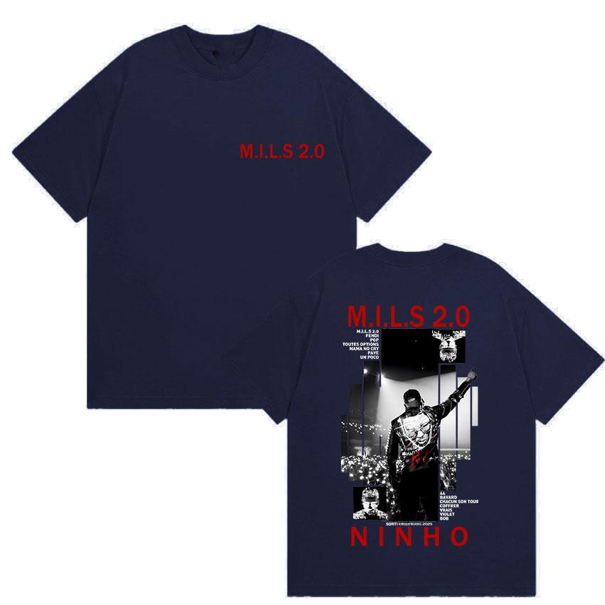 

Rapper NINHO MILS 20 Album Merch T Shirt Unisexs Gothic Hip Hop Clothing Tshirts Retro Style Cotton Short Sleeve Tshirt S