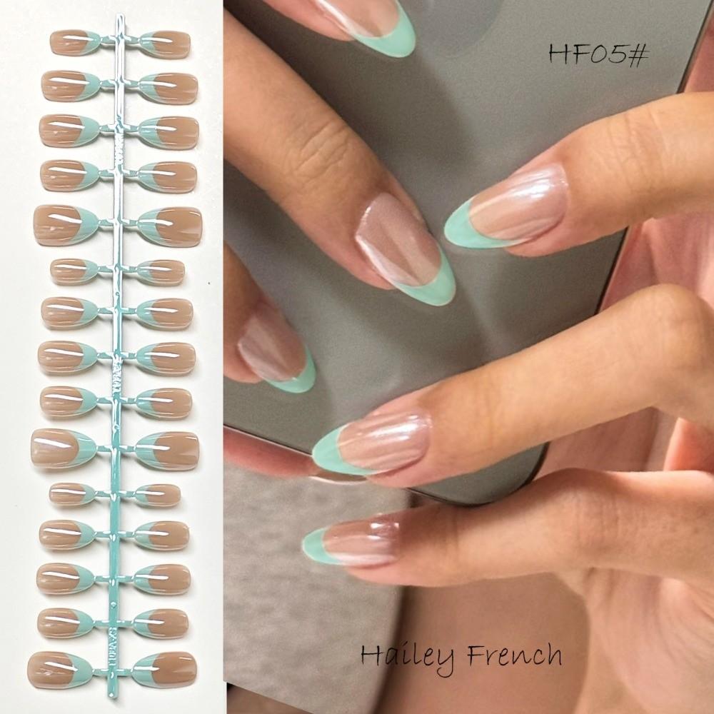 30Pcs Nude Pink Press On Nails Medium Length White Edge Fake Nails Full Cover Glossy Finish French Tip Nails Detachable Nails