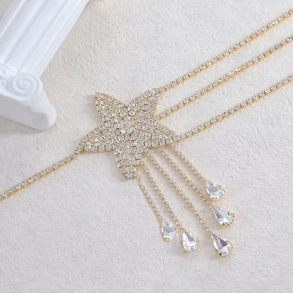 Fashionable full diamond tassel waist chain for women, layered body chain, waist accessories, versatile temperament, dress waist accessory chain
