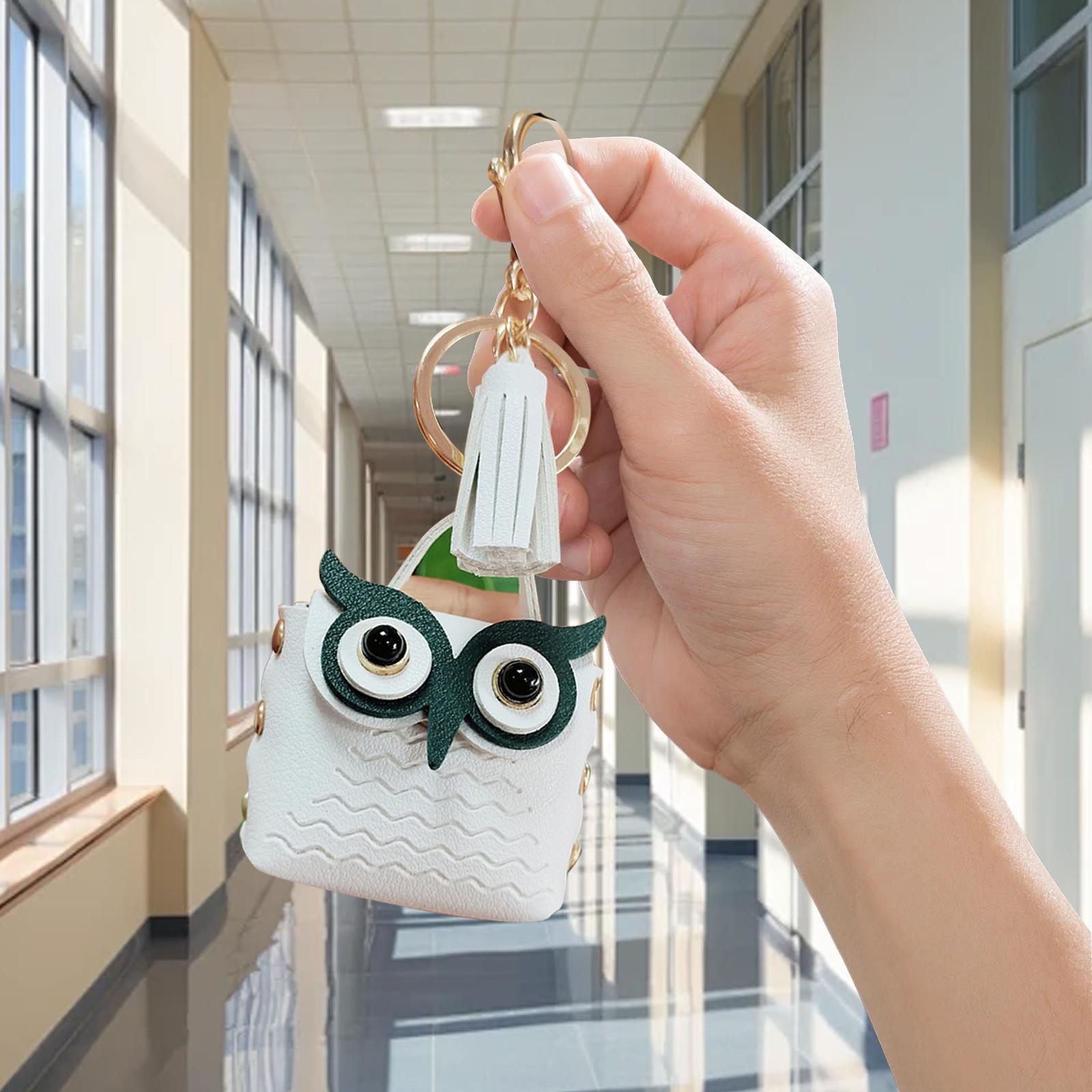 

Подвеска в виде совы-кисточки для мелочи, сумка для наушников с рисунком, брелок для автомобиля One Size белый