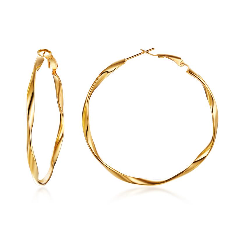 

Dainty Twisted Stianless Steel Hoop Earrings for Women, Gold Color Plating Circle Round Ear Clip Accessory Mother s Day gift