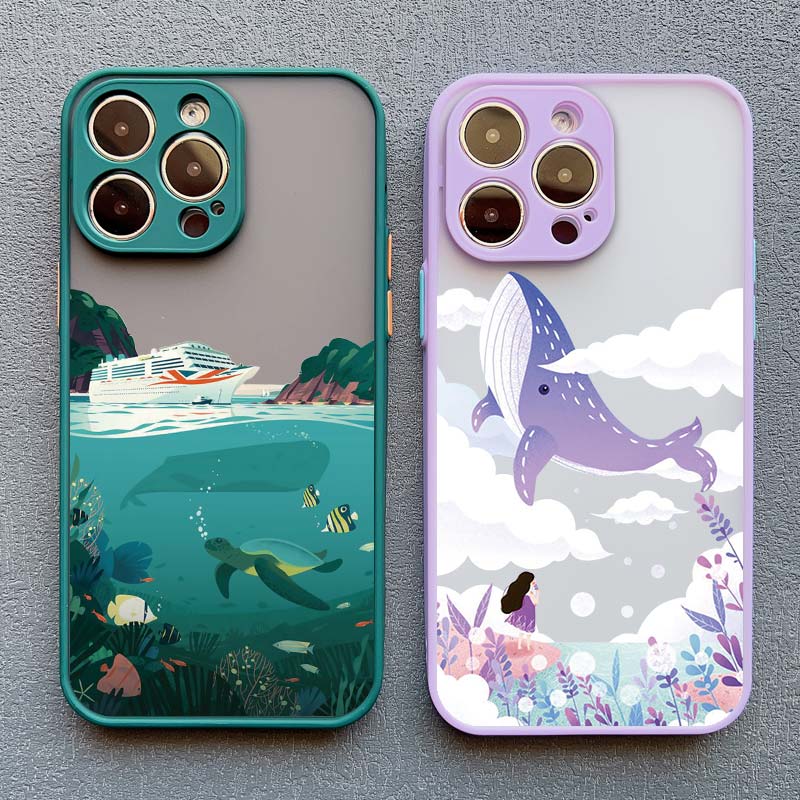 Whale Shockproof Funny Phone Case for iPhone 13 12 11 Pro Max Mini 16 15 14 Pro Max Plus X XR XS 7 8 Plus SE2 Back Cover Fundas