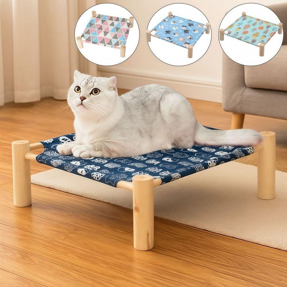 Breathable Elevated Cat Bed Wooden Cat Mat Creativity Cat/Dog Hammock  Four Seasons  Pets Furniture