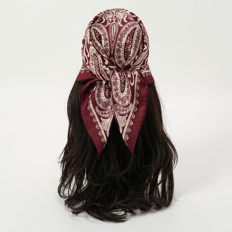 Head Scarf Women Luxury Brand Square Silk Foulard Satin Bandana Summer Soft Neckerchief Hijab Hair Scarves For Ladies