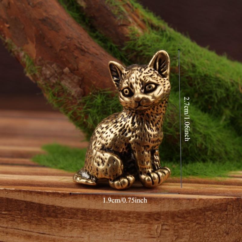 1PC retro brass mini kitten desktop decoration simulation animal brass kitten ornament