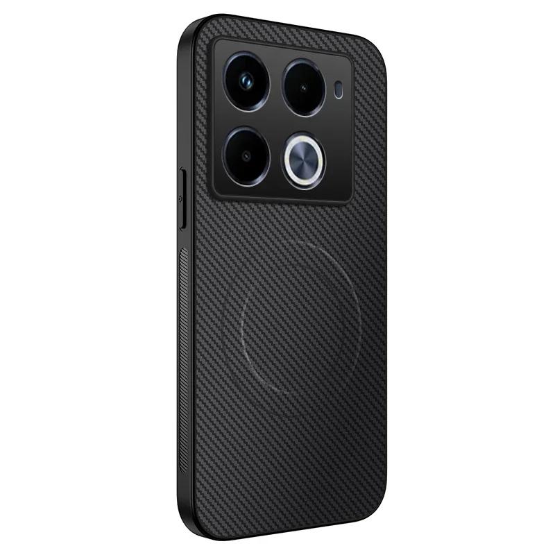 Shockproof Carbon Fiber Pattern Soft Phone Case For Infinix Note 40 Pro Plus 4G 5G Magnetic Wireless Charging Back Cover Cases