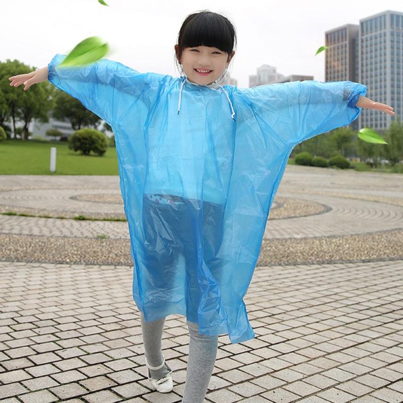 Pe Children Disposable Raincoat Solid Color Convenient Pullover One-piece Raincoat