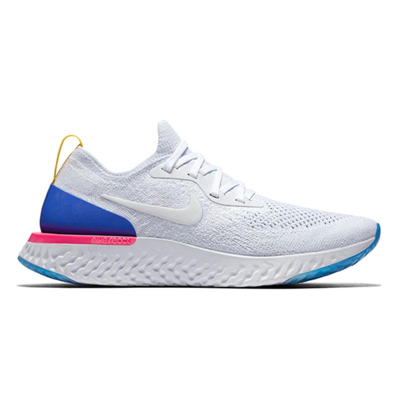 Nike Epic React Flyknit Bianco Blu Racer Rosa Esplosivo Donna AQ0070-101