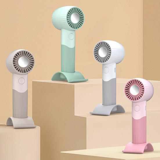 Handheld Fan Wind-Concentrating Turbine Blade Design Adjustable 3-Speed Cooling Fan Portable Lightweight Desktop Fan with Phone Stand Base