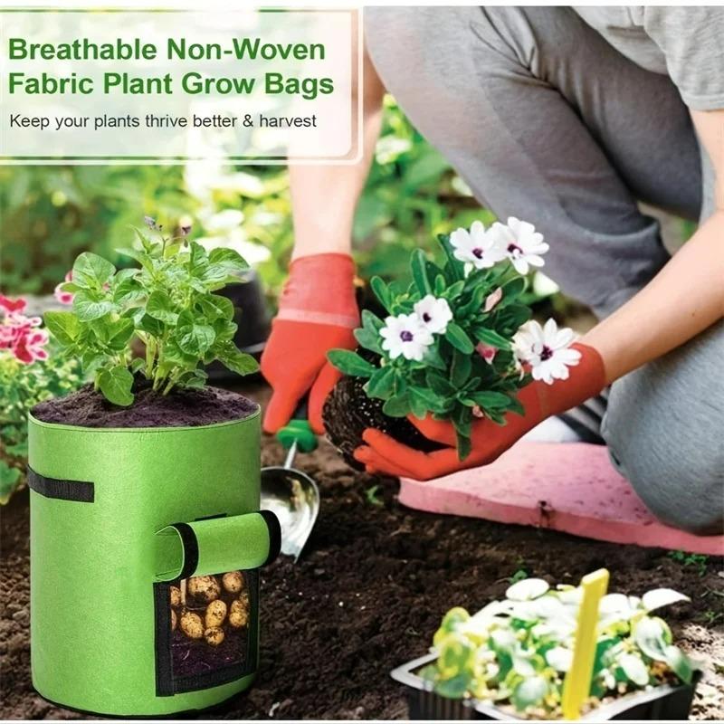 Gallon Felt Grow Bags Gardening Fabric Grow Pot Vegetable Strawberry Growing Planter Garden Potato Planting Pots