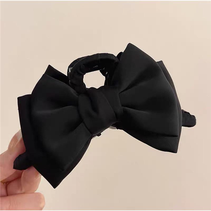 

Элегантные женские заколки-крабы для волос с бантом, двусторонние, большие, атласные, акула, однотонные заколки-бантики, аксессуары для волос