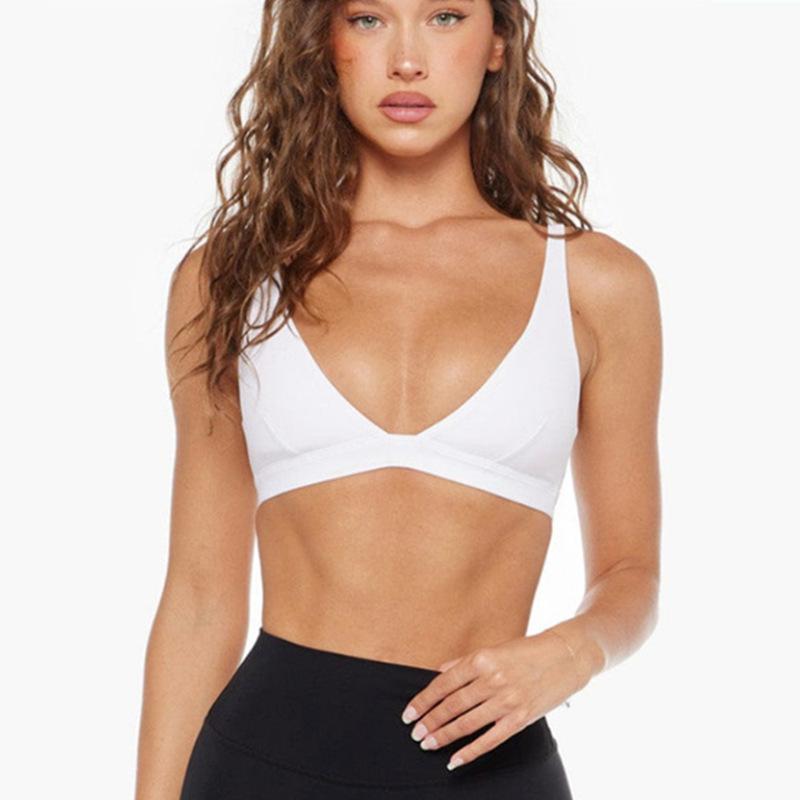 European and American nude yoga bra women's beautiful back shockproof gathering outside wear outdoor running fitness sports underwear women